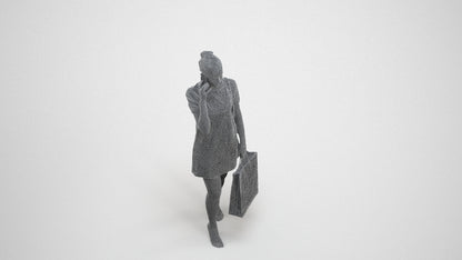 3D people model woman casual mix, scanned human for 3ds Max rendering, wireframe three-quarter view