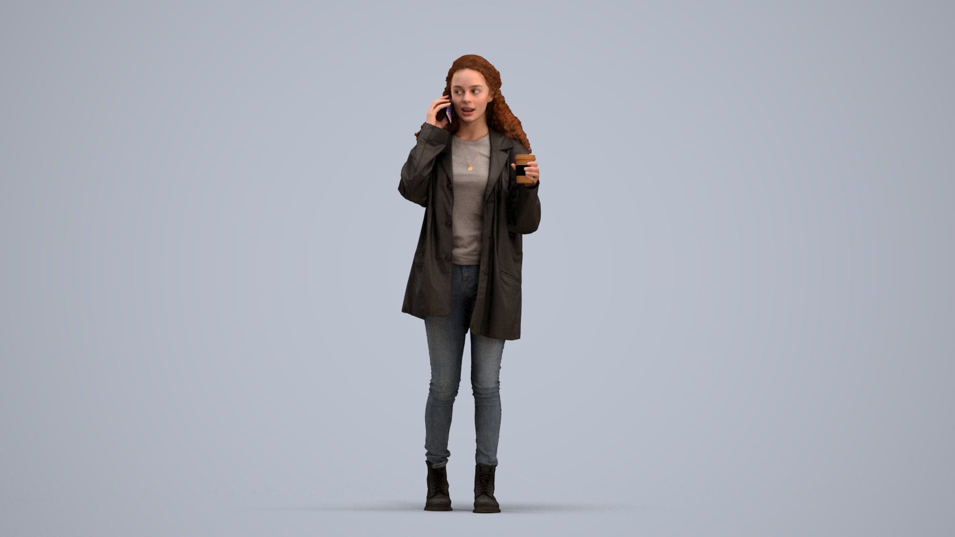 realistic 3D human woman casual walking, archviz people FBX OBJ for Blender, standing pose render