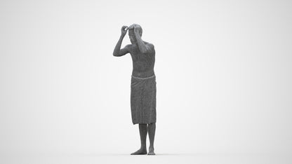 realistic 3D people man bathroom, render-ready for V-Ray and Corona, FBX OBJ, wireframe back view