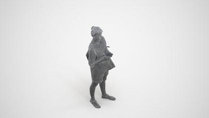 scanned 3D woman casual standing, photogrammetry people for Enscape and V-Ray, wireframe three-quarter view