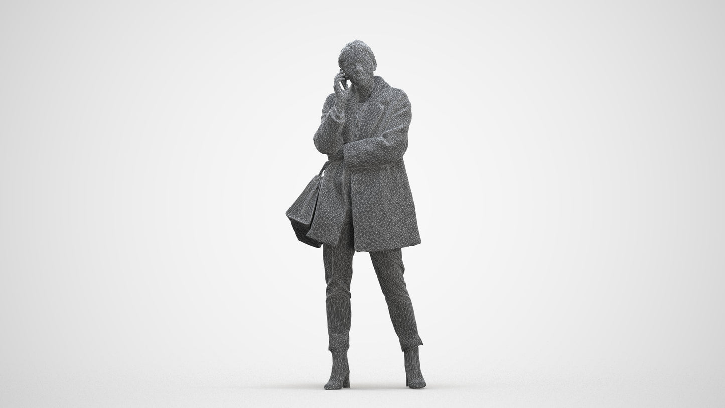 photogrammetry 3D woman business standing, realistic human model archviz FBX, three-quarter front view render