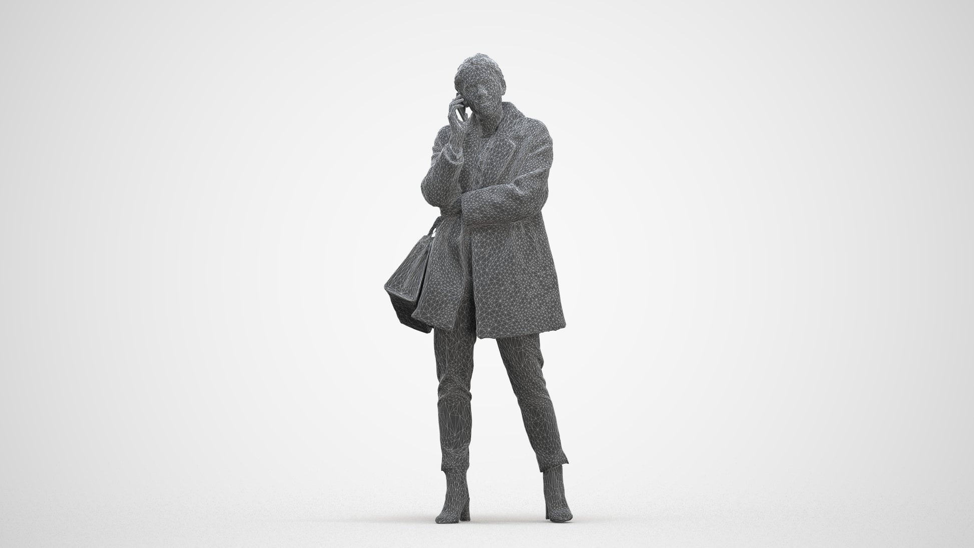 photogrammetry 3D woman business standing, realistic human model archviz FBX, three-quarter front view render