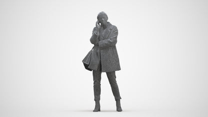 photogrammetry 3D woman business standing, realistic human model archviz FBX, three-quarter front view render