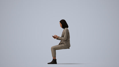 realistic 3D human woman business, archviz people FBX OBJ for Blender, three-quarter view render