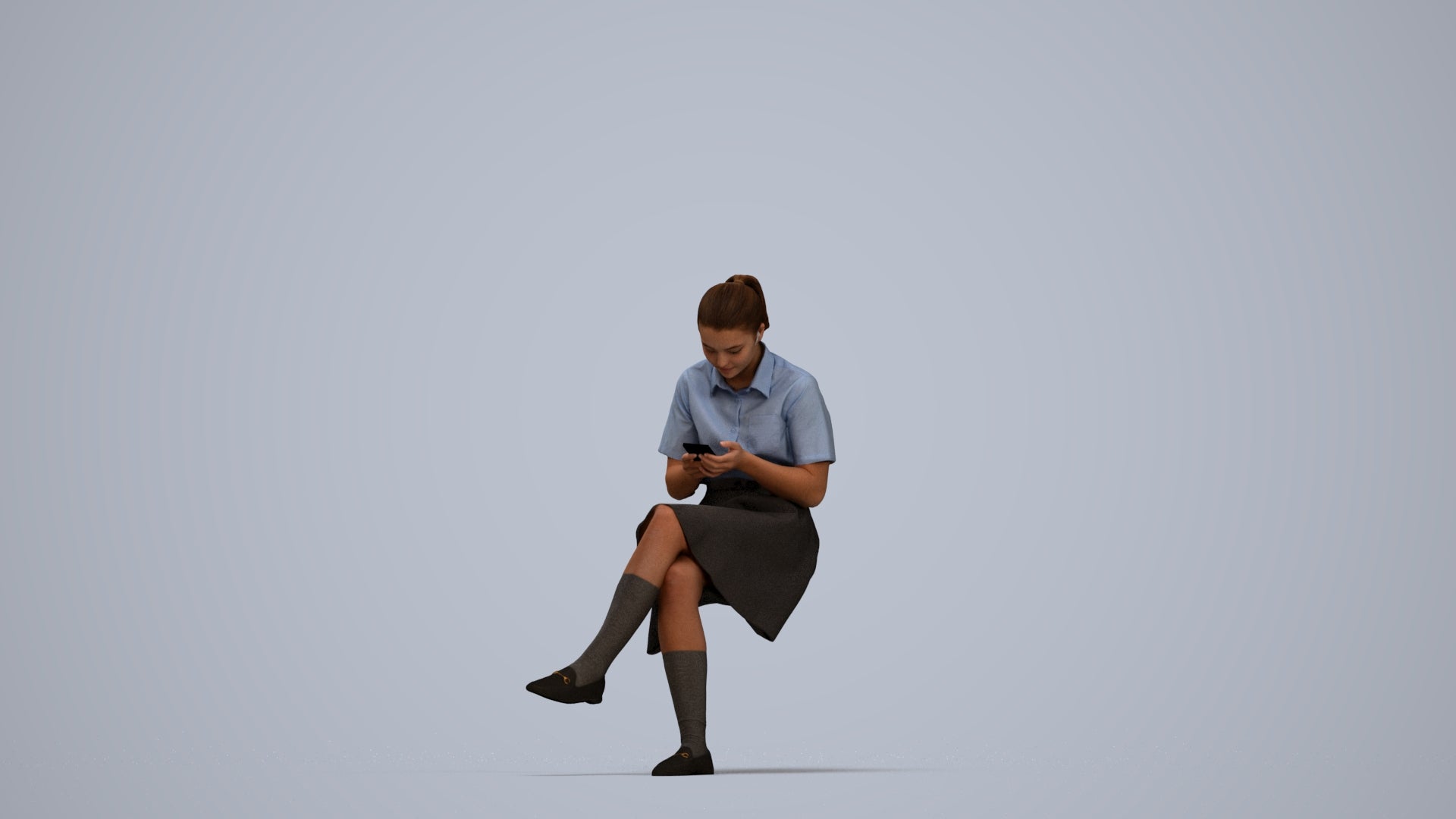 realistic 3D girl mix, scanned archviz people for Blender and 3ds Max, top-down view render