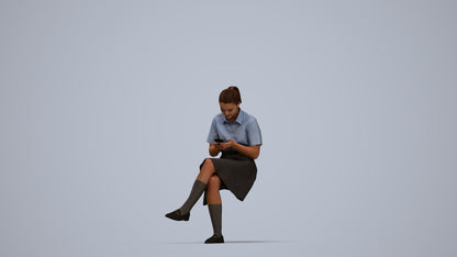 realistic 3D girl mix, scanned archviz people for Blender and 3ds Max, top-down view render