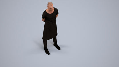 realistic 3D man hospitality, scanned archviz people for Blender and 3ds Max, back view render