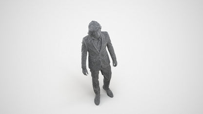 scanned 3D man business, photogrammetry people for Enscape and V-Ray, wireframe three-quarter view
