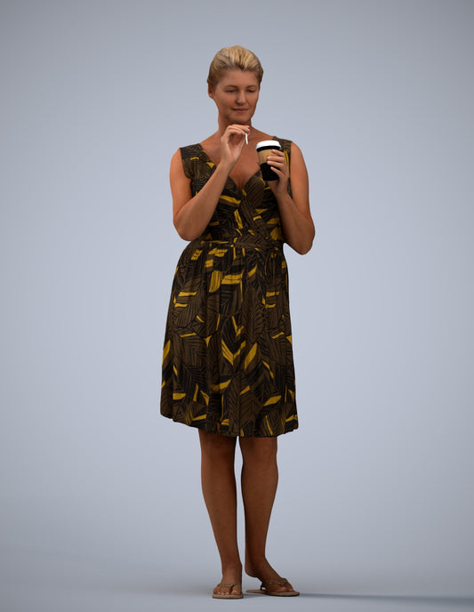 3D people model woman casual standing, scanned human for 3ds Max rendering