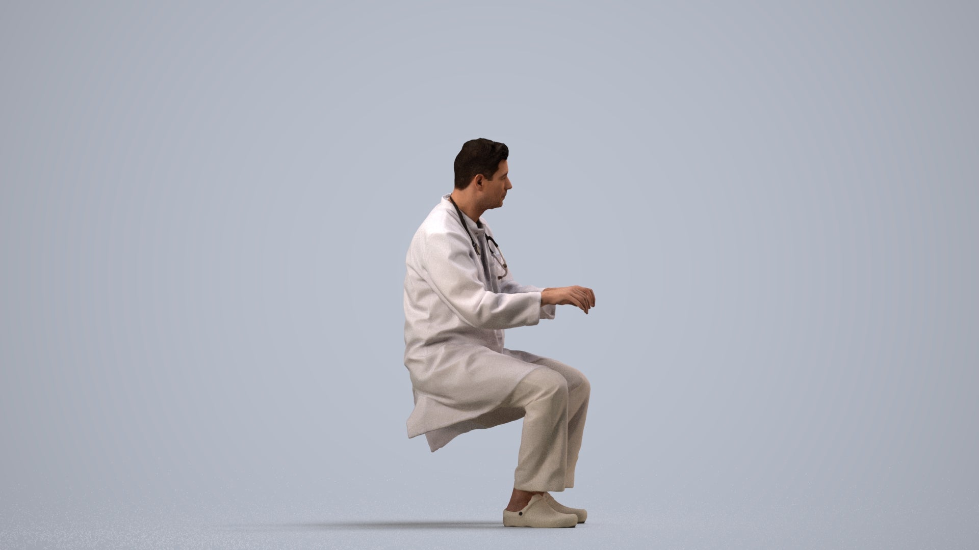 photogrammetry 3D man medical, realistic human model archviz FBX, side view render