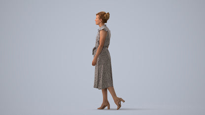 scanned 3D woman business walking, photogrammetry people for Enscape and V-Ray, three-quarter view render