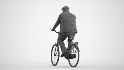 3D people model man casual cycling, scanned human for 3ds Max rendering, wireframe front view