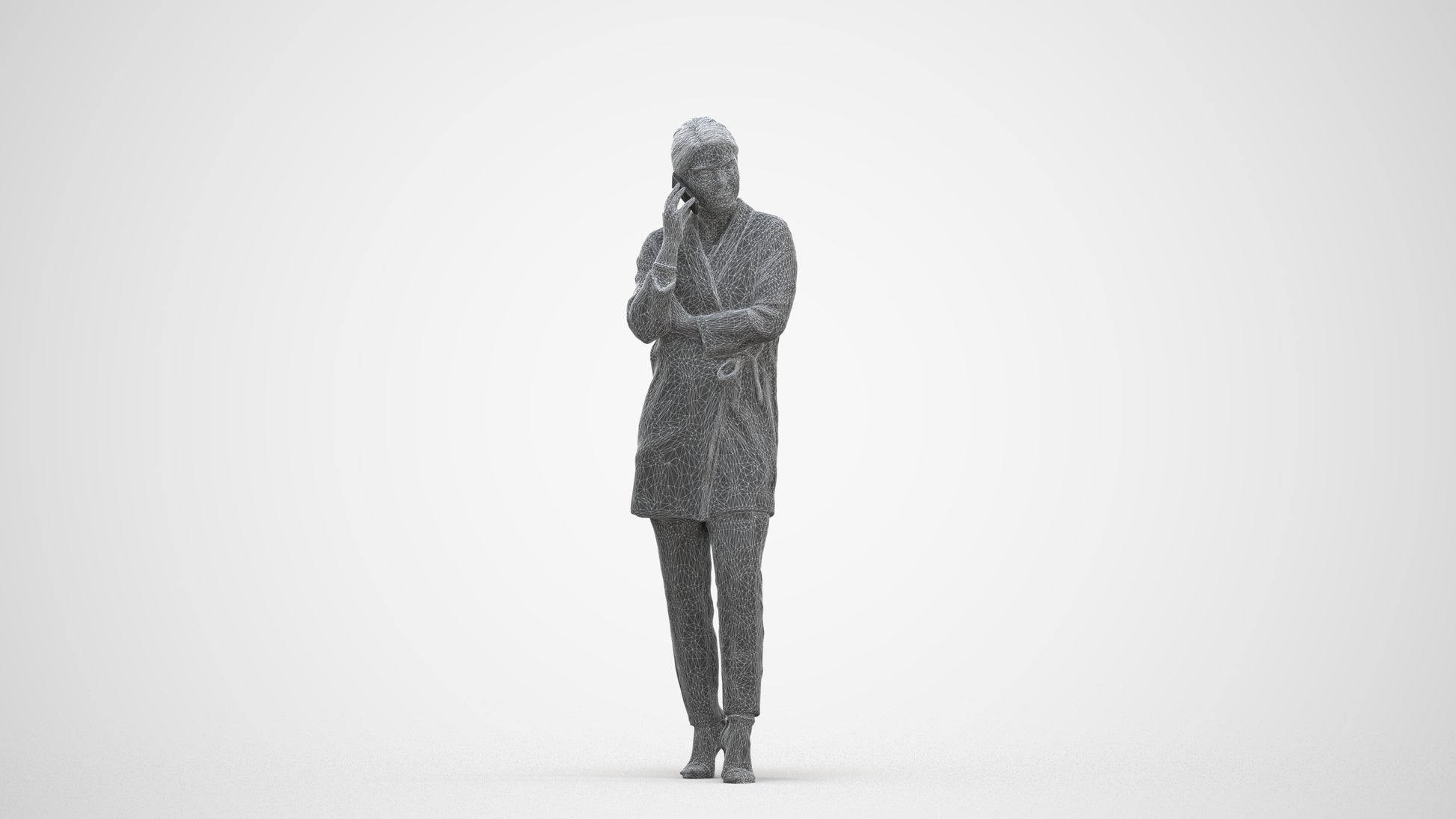 realistic 3D people woman business standing, render-ready for V-Ray and Corona, FBX OBJ, three-quarter front view render