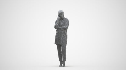 realistic 3D people woman business standing, render-ready for V-Ray and Corona, FBX OBJ, three-quarter front view render