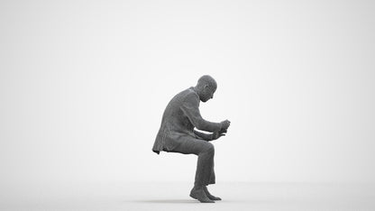scanned 3D man business, photogrammetry people for Enscape and V-Ray, wireframe side view