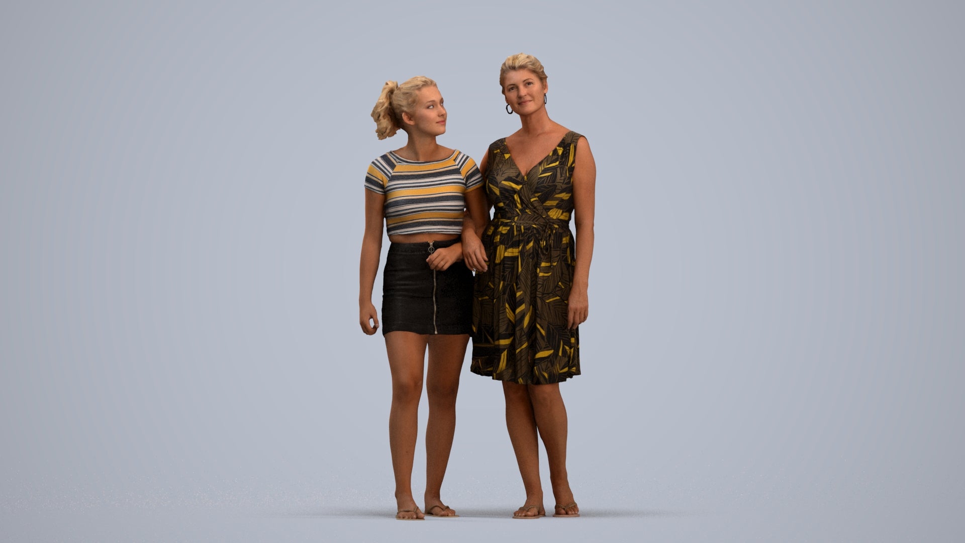 3D people model woman casual couple, scanned human for 3ds Max rendering, standing pose render