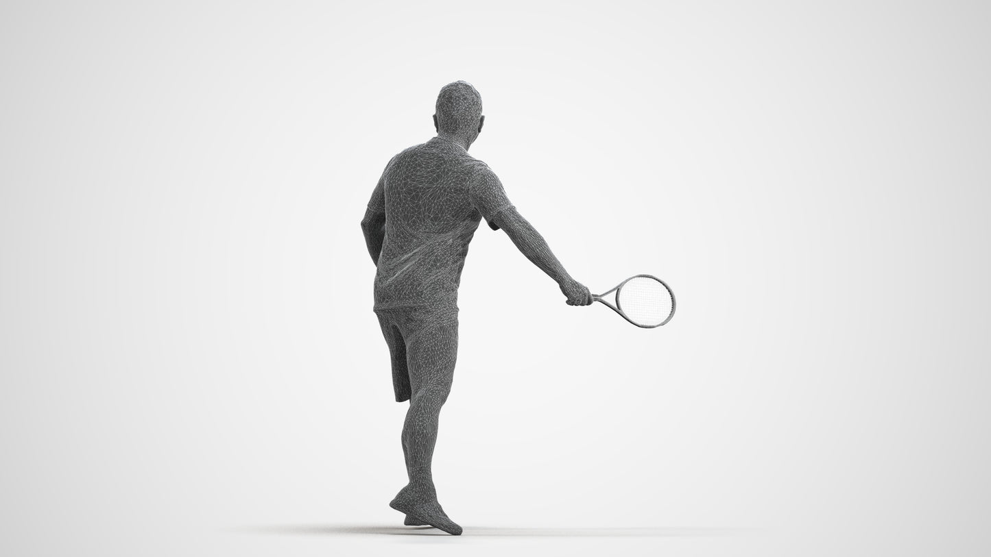 3D people model man sport, scanned human for 3ds Max rendering, wireframe front view
