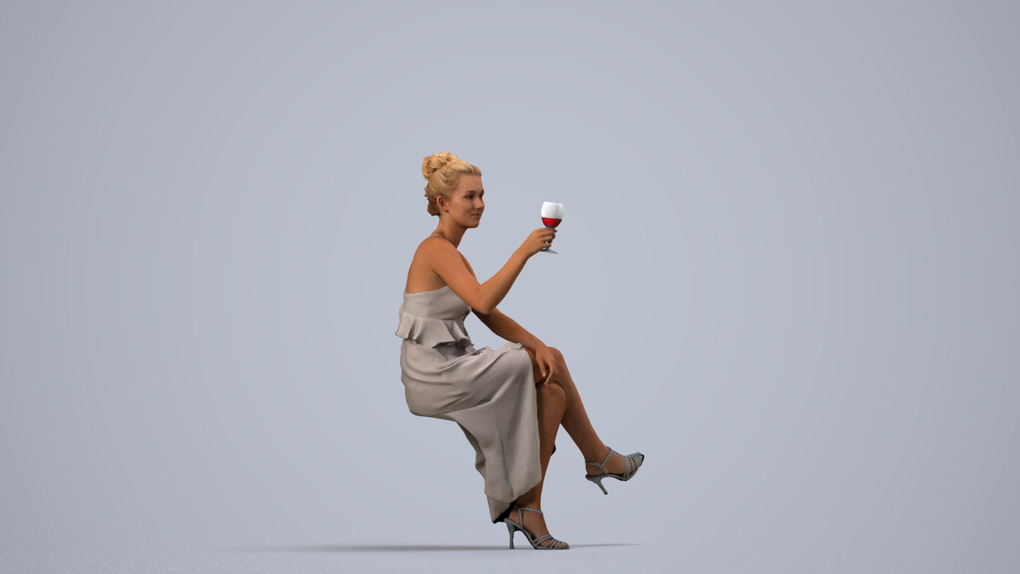 realistic 3D woman formal formalaffairs, scanned archviz people for Blender and 3ds Max, side view render