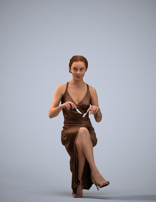 3D human model woman formal formalaffairs, photogrammetry scanned person for archviz