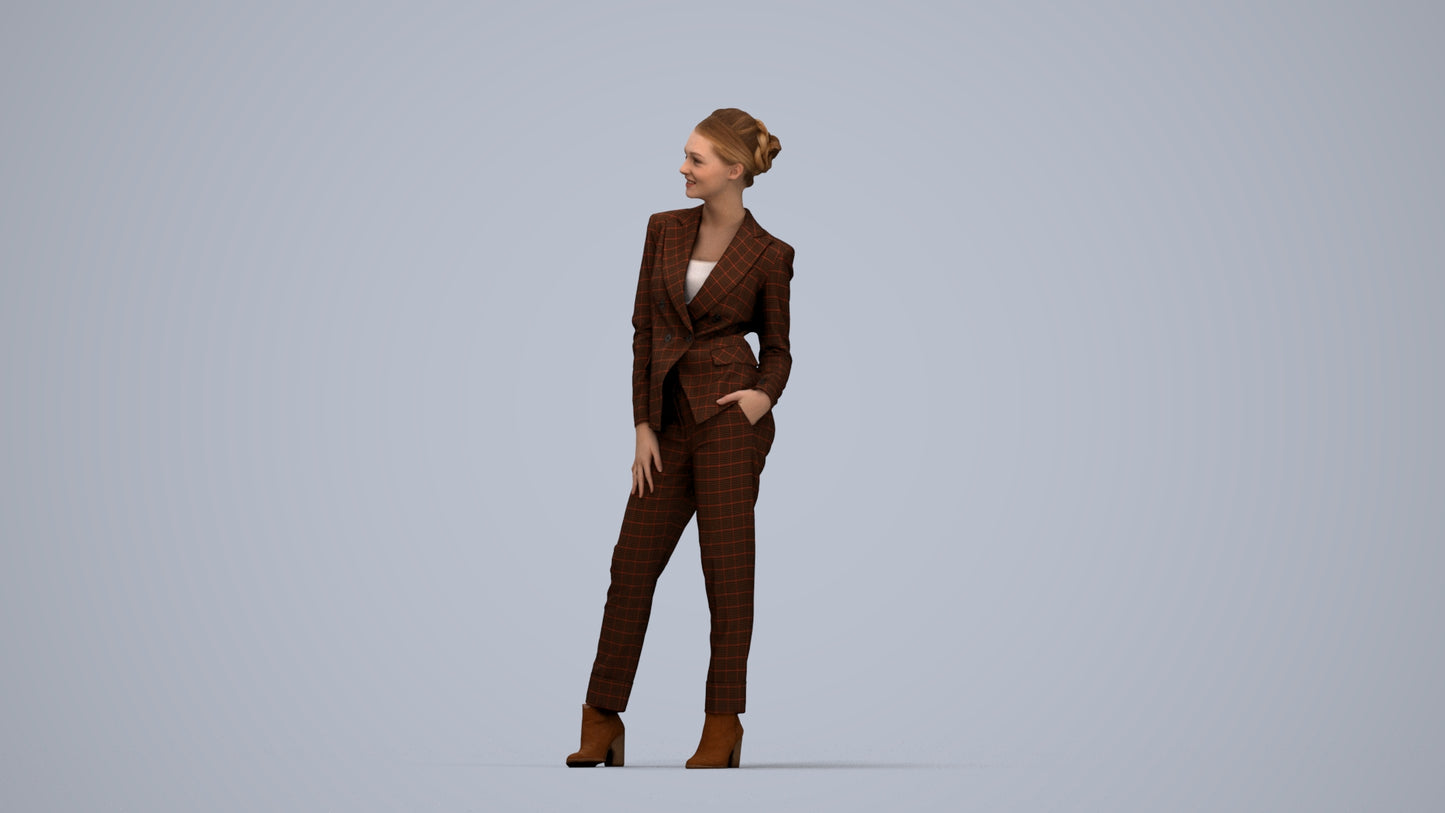 3D scanned woman business, photorealistic archviz people for Enscape and SketchUp, top-down view render