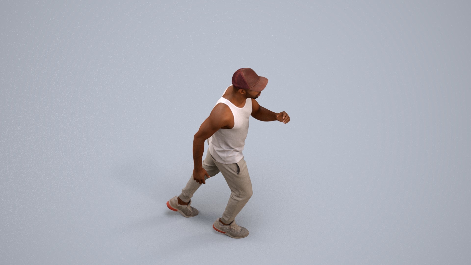 photogrammetry 3D man casual walking, realistic human model archviz FBX, back view render