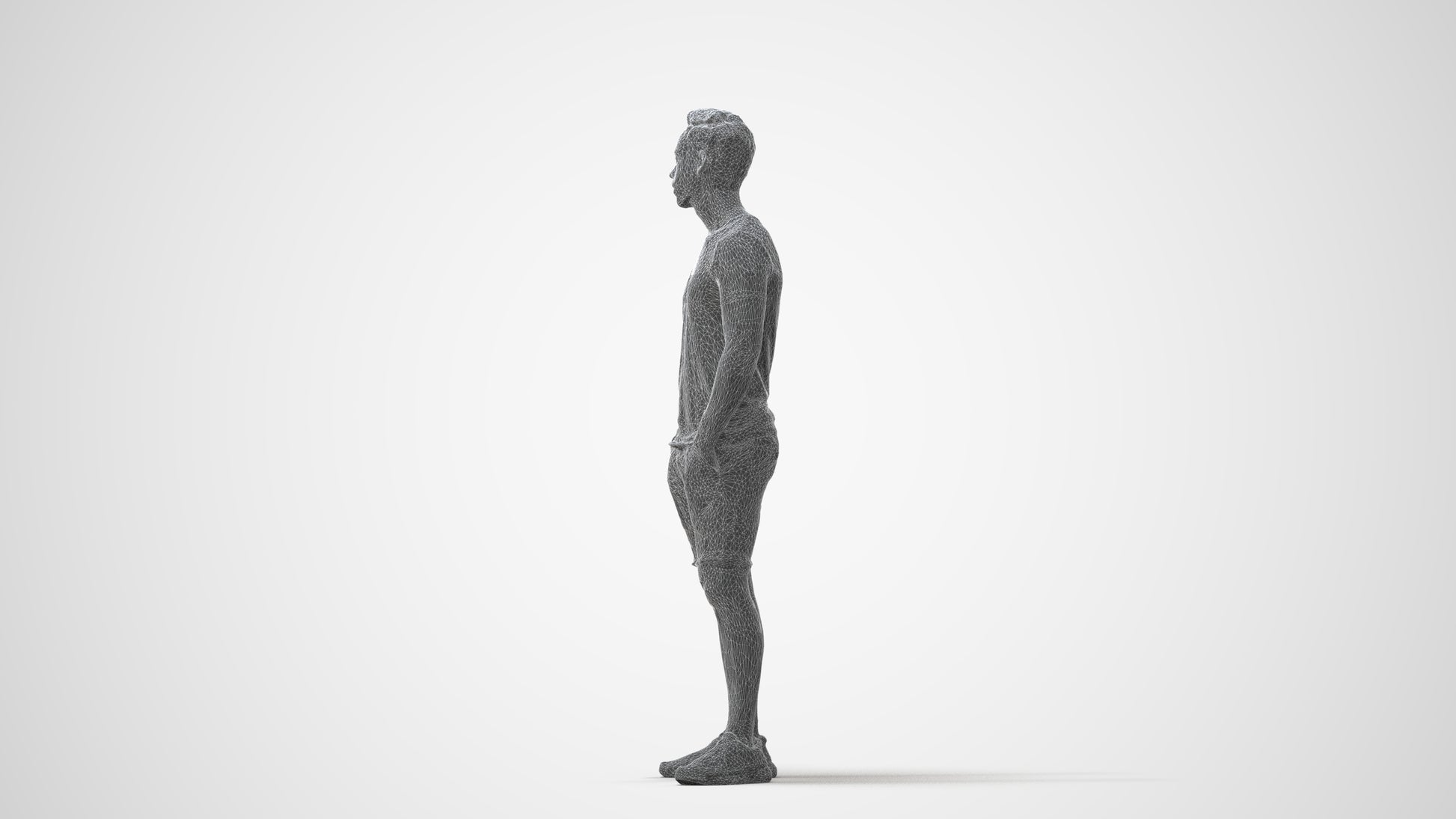 3D people model man casual standing, scanned human for 3ds Max rendering, square thumbnail