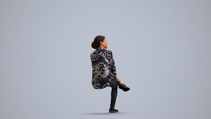 scanned 3D woman casual sitting, photogrammetry people for Enscape and V-Ray, front view render