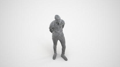 realistic 3D man casual standing, scanned archviz people for Blender and 3ds Max, wireframe three-quarter view