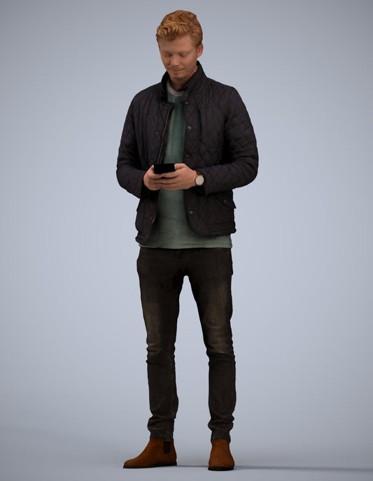 realistic 3D people man casual standing, render-ready for V-Ray and Corona, FBX OBJ