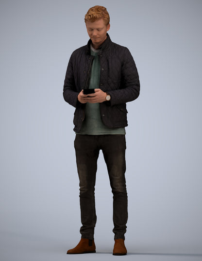 realistic 3D people man casual standing, render-ready for V-Ray and Corona, FBX OBJ