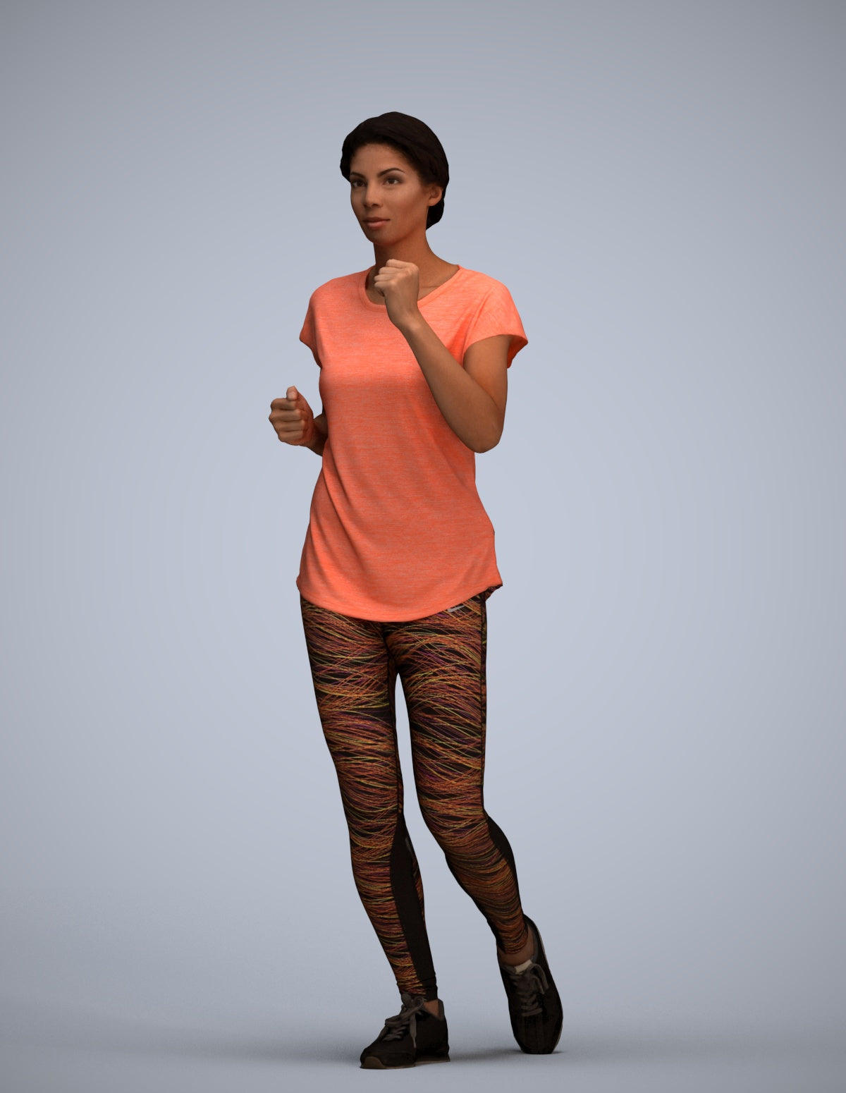 realistic 3D woman sport walking, scanned archviz people for Blender and 3ds Max
