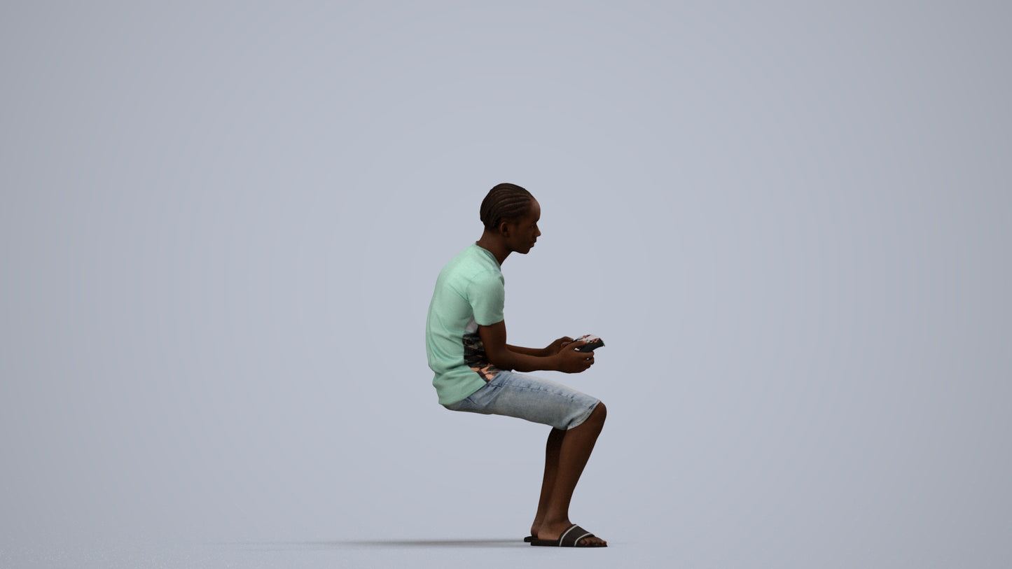photogrammetry 3D boy casual kids, realistic human model archviz FBX, side view render