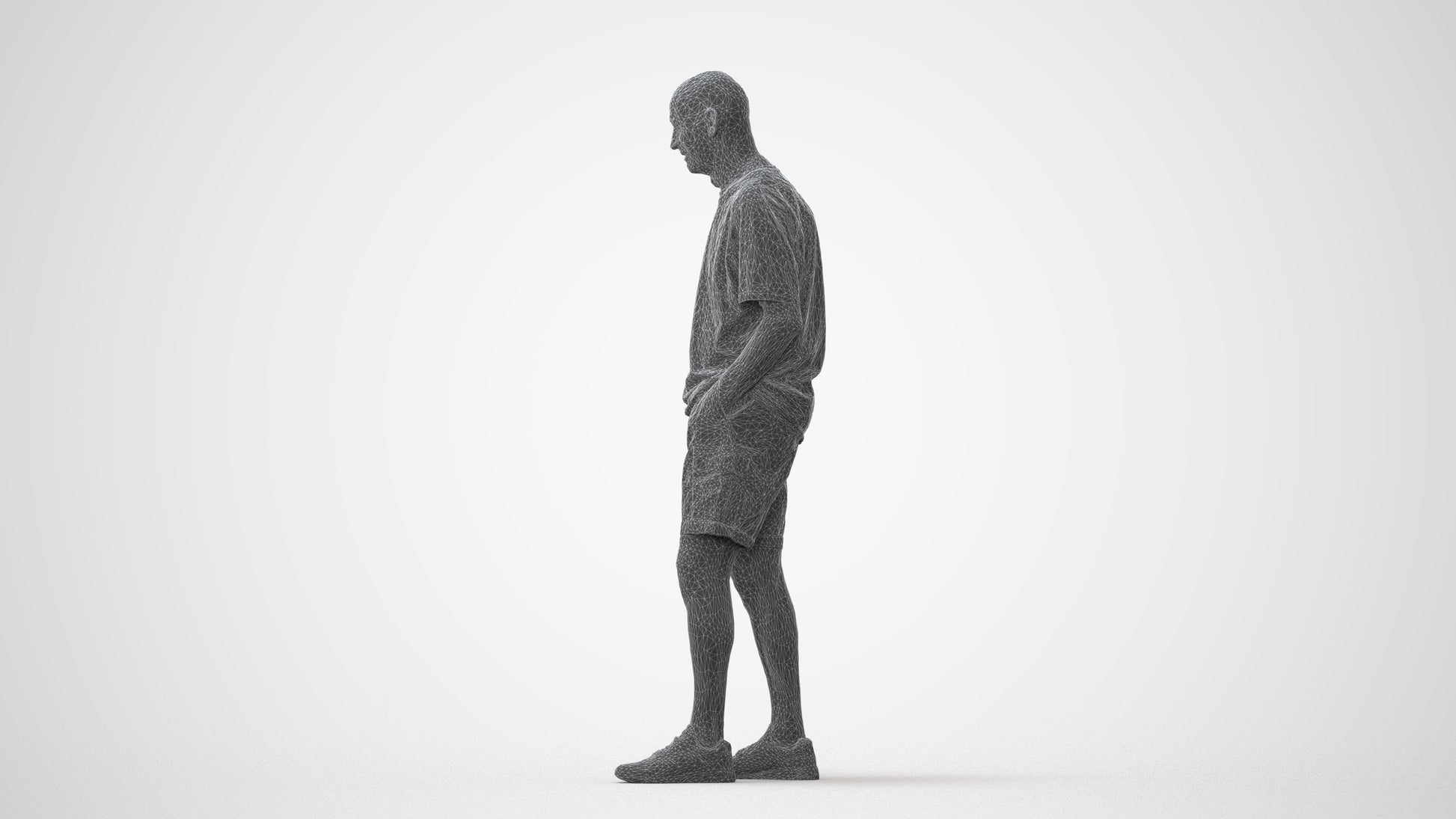 realistic 3D senior man casual standing, scanned archviz people for Blender and 3ds Max, square thumbnail