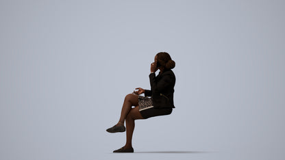 realistic 3D people woman business sitting, render-ready for V-Ray and Corona, FBX OBJ, three-quarter view render