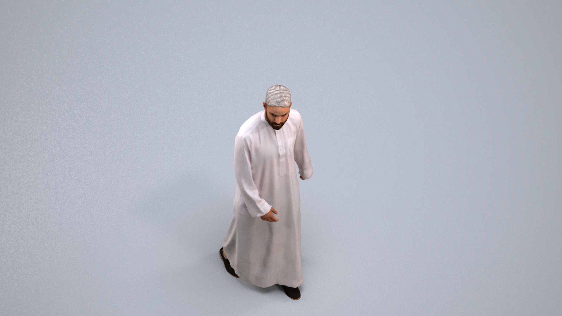 3D people model man walking, scanned human for 3ds Max rendering, back view render