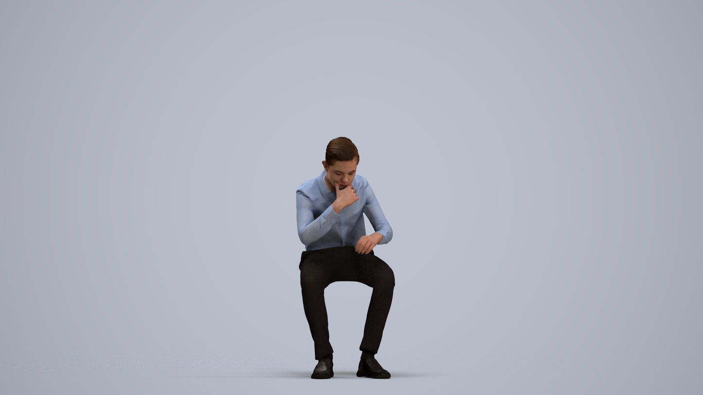 3D scanned boy kids business, photorealistic archviz people for Enscape and SketchUp, standing pose render