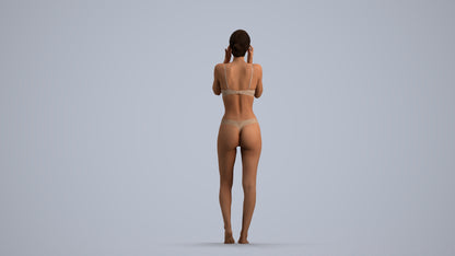 realistic 3D human woman bathroom, archviz people FBX OBJ for Blender, front view render