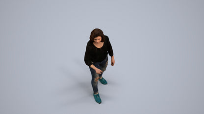 realistic 3D human woman casual mix, archviz people FBX OBJ for Blender, back view render