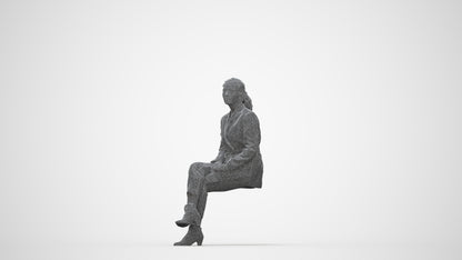 3D scanned woman business, photorealistic archviz people for Enscape and SketchUp, wireframe back view