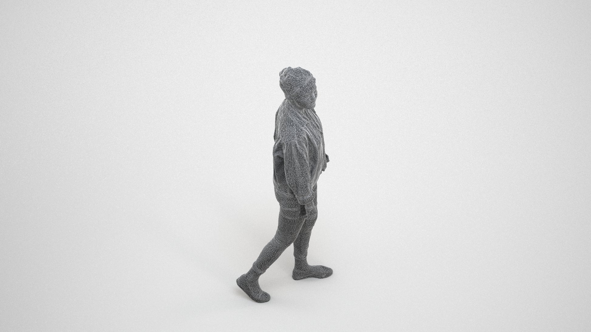 realistic 3D people woman casual walking, render-ready for V-Ray and Corona, FBX OBJ, wireframe three-quarter view