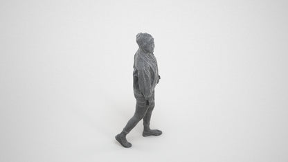 realistic 3D people woman casual walking, render-ready for V-Ray and Corona, FBX OBJ, wireframe three-quarter view