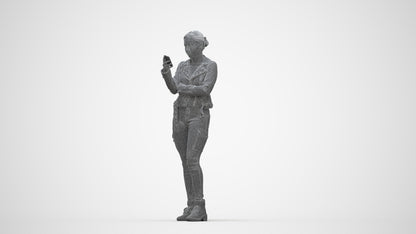 photogrammetry 3D woman casual standing, realistic human model archviz FBX, wireframe back view