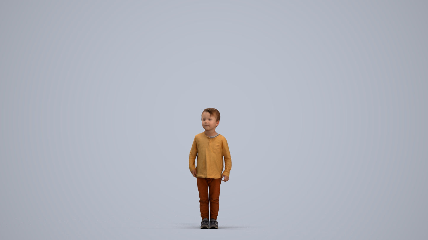 scanned 3D boy casual kids, photogrammetry people for Enscape and V-Ray, standing pose render