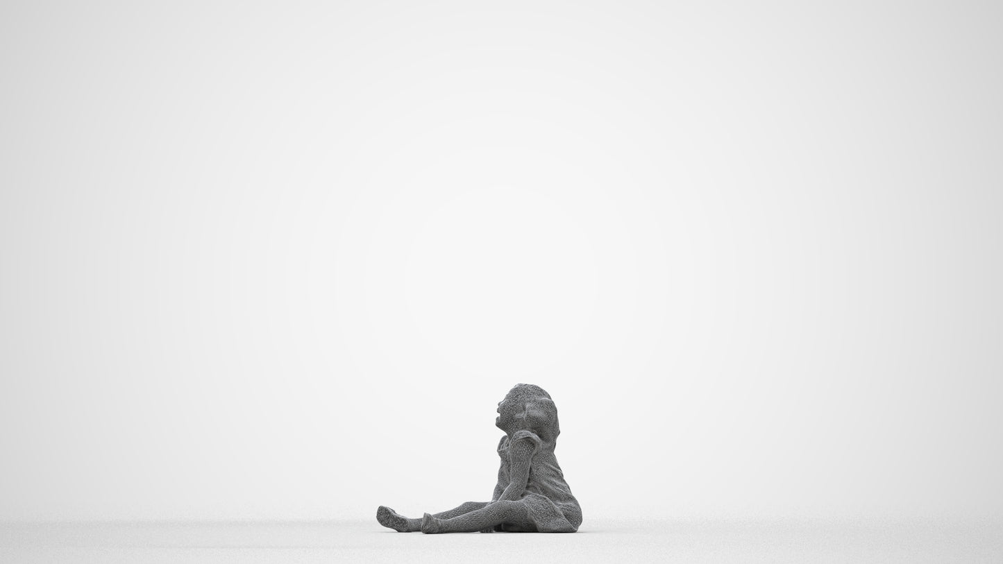 photogrammetry 3D girl casual kids, realistic human model archviz FBX, wireframe back view