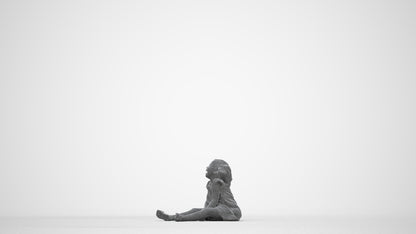 photogrammetry 3D girl casual kids, realistic human model archviz FBX, wireframe back view