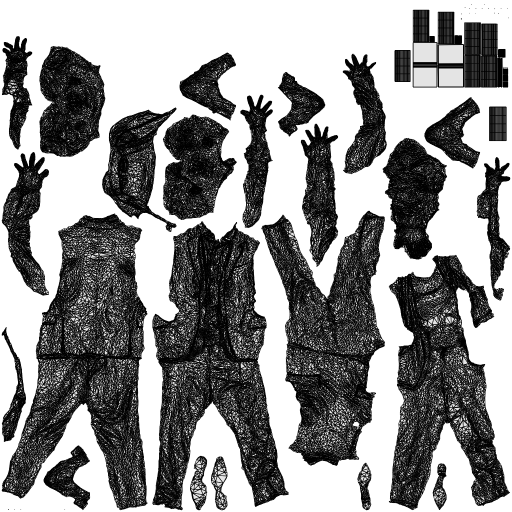 scanned 3D woman business, photogrammetry people for Enscape and V-Ray, wireframe top-down view