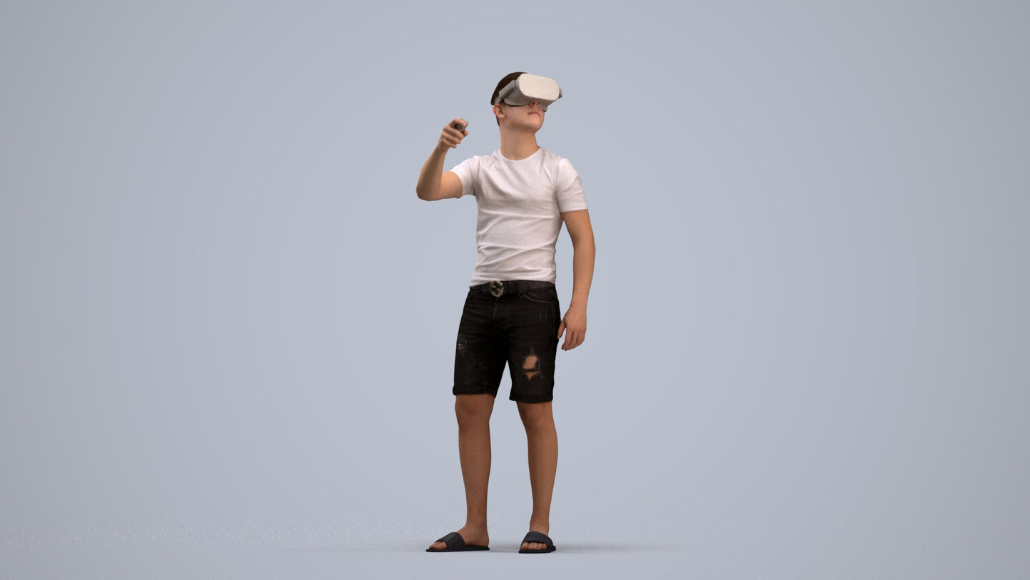 photogrammetry 3D boy casual kids, realistic human model archviz FBX, standing pose render