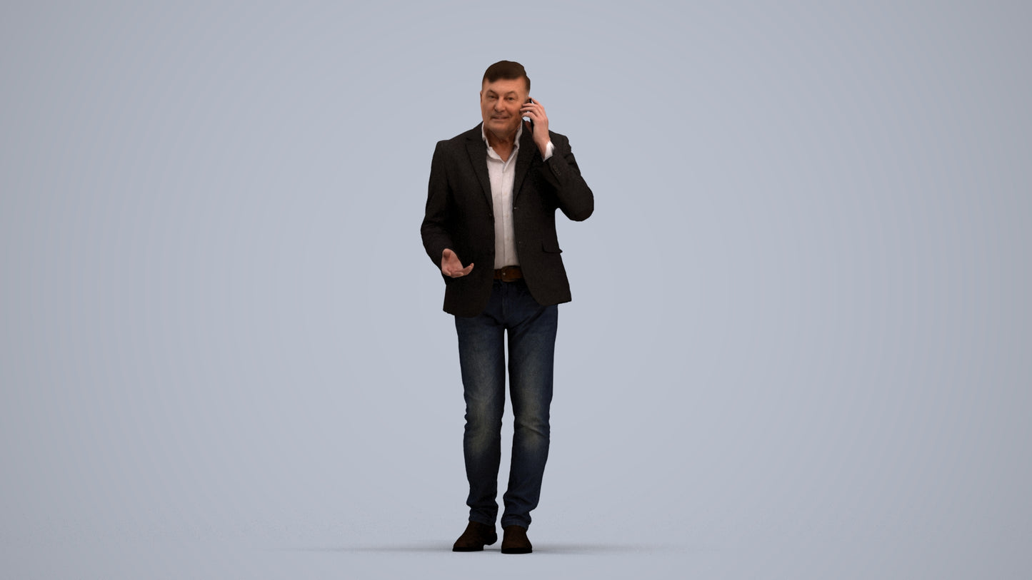 realistic 3D people man business, render-ready for V-Ray and Corona, FBX OBJ, standing pose render