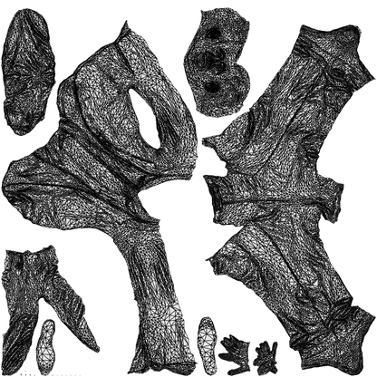 3D people model senior man business, scanned human for 3ds Max rendering, wireframe top-down view