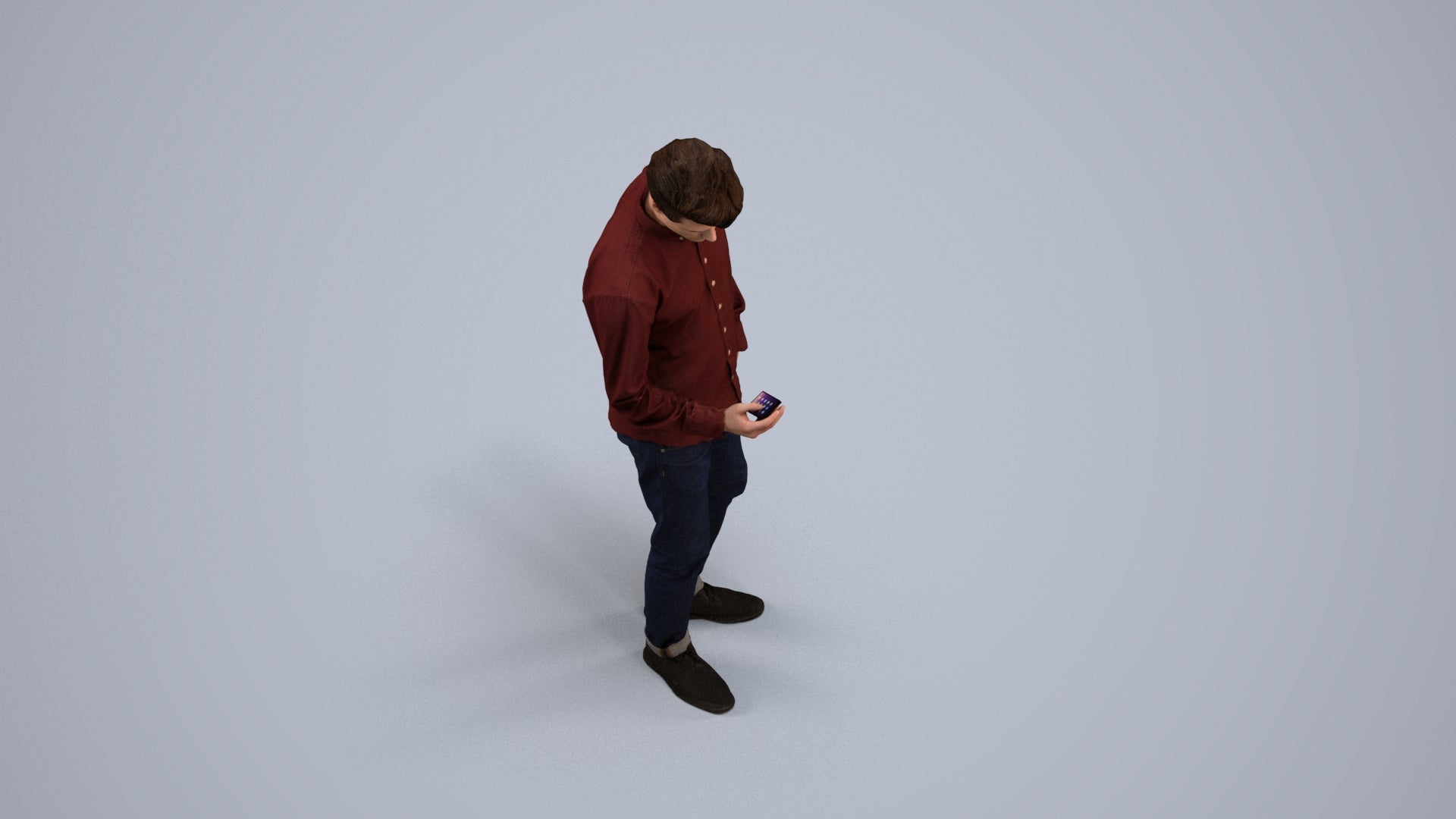 realistic 3D people man casual standing, render-ready for V-Ray and Corona, FBX OBJ, back view render